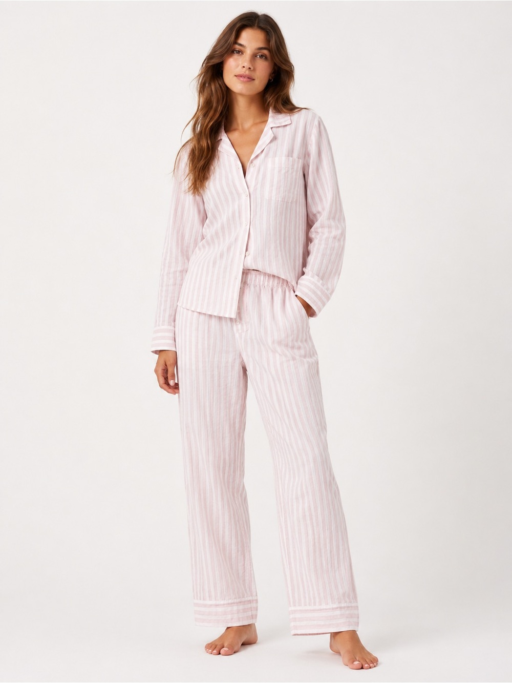 Victoria’s Secret Women's Pink Stripe Pajama Set - Soft Long Sleeve Sleepwear